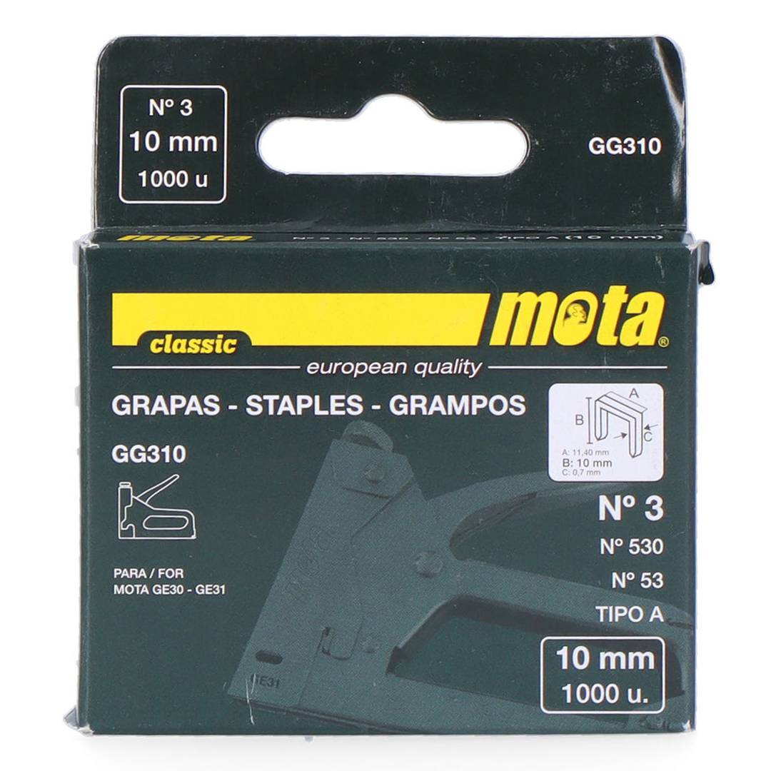 Pak van 1000 stuks nietjes nummer 3 van 10 mm dikte 0,7 mm GG310 Mota