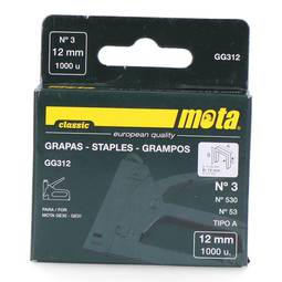 Lot de 1000 unités d'agrafes numéro 3 de 12 mm d'épaisseur 0,7 mm GG312 Mota