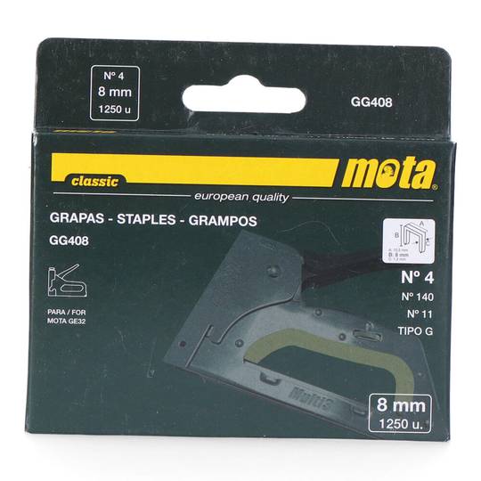 Opakowanie 1000 sztuk zszywek nr 4 po 8 mm o grubości 1,2 mm GG408 Mota
