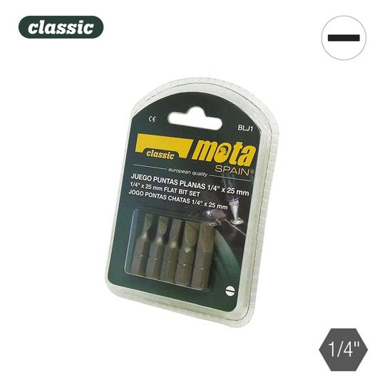 Lot de 5 embouts plats 1/4