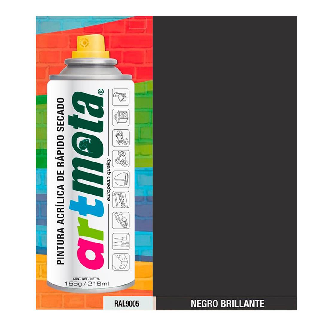Spray nero lucido RAL9005 216ml di Mota LA01