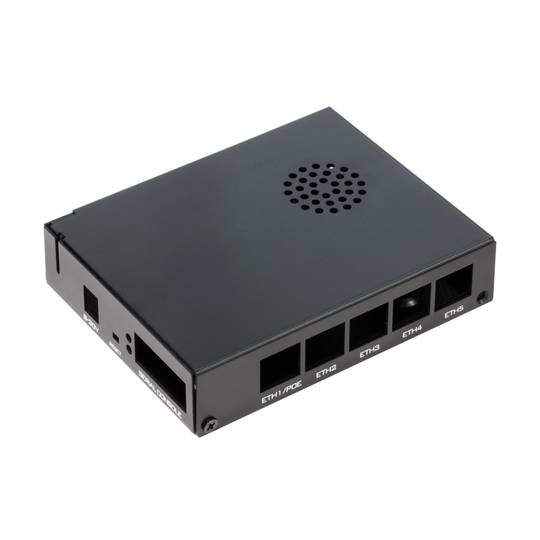 Caixa preta de alumínio MikroTik RB450G