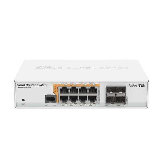 1000 gigabit switch met 8 RJ45-poorten MikroTik CRS112-8P-4S-IN