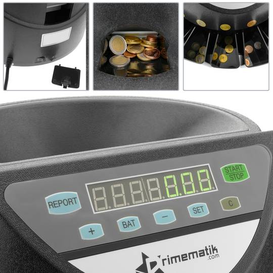 Comptador de monedes amb classificador automàtic per a euro DB360 negre