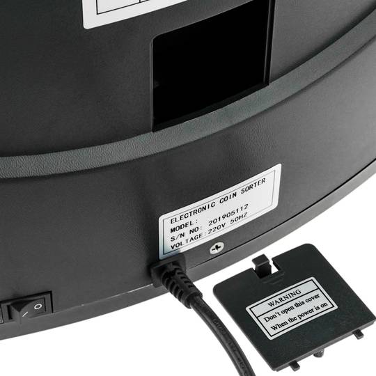 Compteuse de pièces noire pour Euro avec trieur automatique et affichage multi-devises