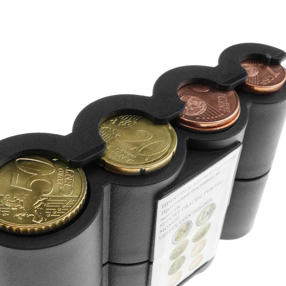 Portamonedas compacto con clasificador de 8 monedas de euro - Cablematic