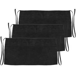 Schort Kellnerschürze 60 x 30 cm für Taille. Hüftschürze schwarz kurz mit 3 Taschen 3-pack