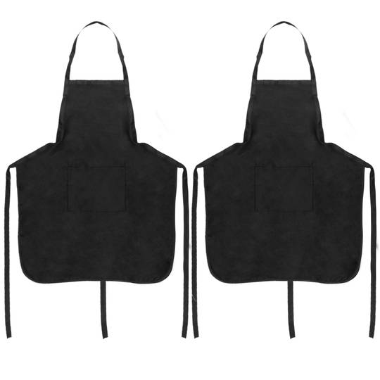 Delantal de camarero 62 x 74 cm negro con 2 bolsillos 2-pack