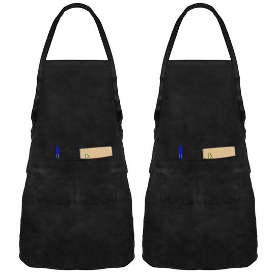 Delantal de camarero 62 x 74 cm negro con 2 bolsillos 2-pack