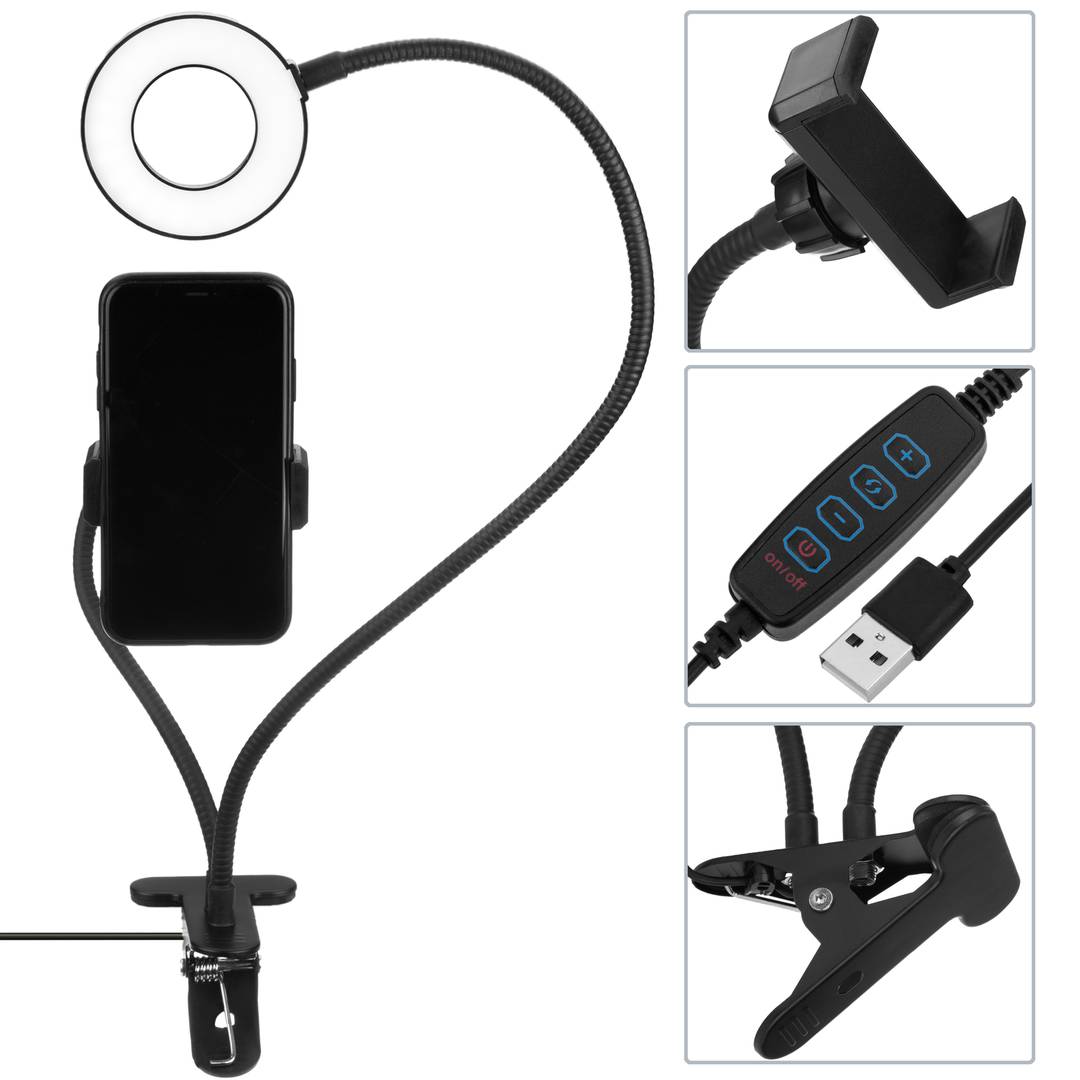 Suport per a mòbil amb anell LED circular 4,8 W 6500 K