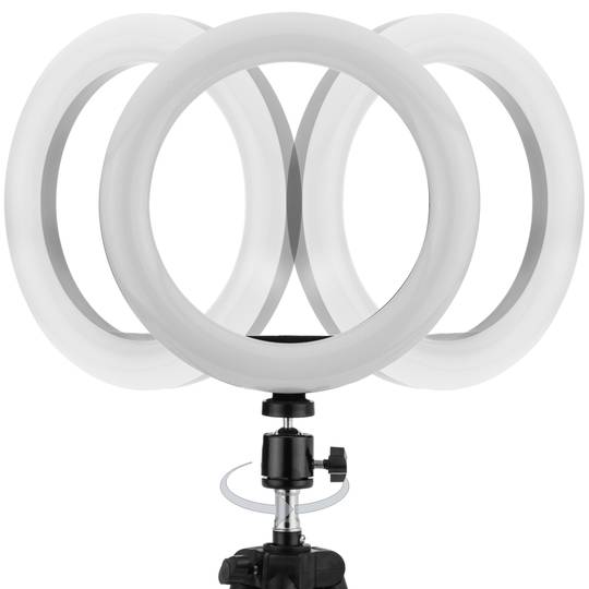 Anello LED circolare 20 cm 14,4 W 6500 K con supporto per cellulare