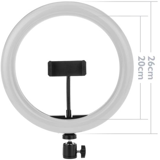 Runder LED-Ring 26 cm 24 W 6500 K mit Handyhalter