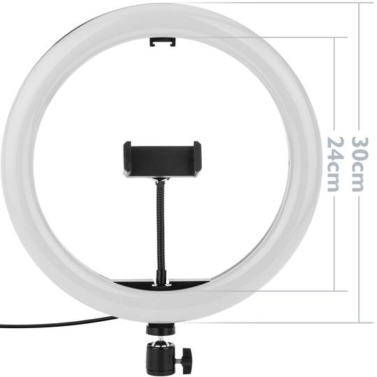 Circular LED ring 30 cm 32 W 6500 K with mobile phone holder