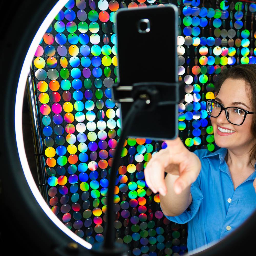 Circular LED ring 30 cm 32 W 6500 K with mobile phone holder