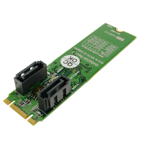 M.2 naar SATA 2 x 7-pins SSD-adapterkaart