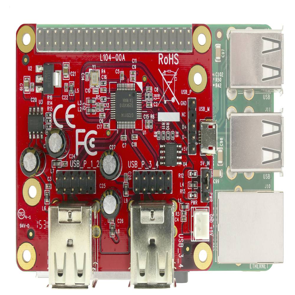Adaptador Raspberry Pi USB a 4 x USB-A