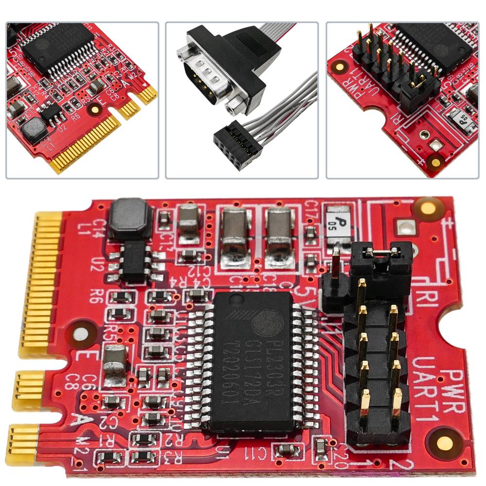 Socket converter module M.2 type AE Sleutel tot RS232-serie