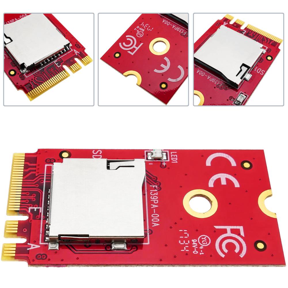 Converter module socket M.2 PCIe A-E Key to MicroSD - Cablematic