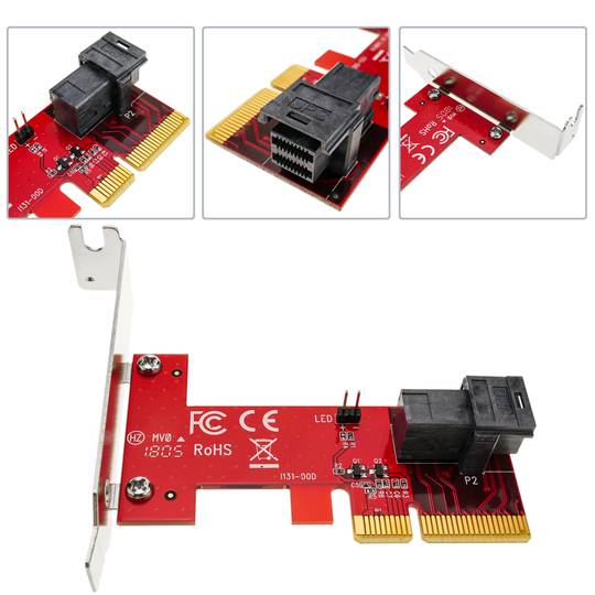 Carte PCIe miniSAS HD 36P 4X pour U.2 PCIe NVMe SSD