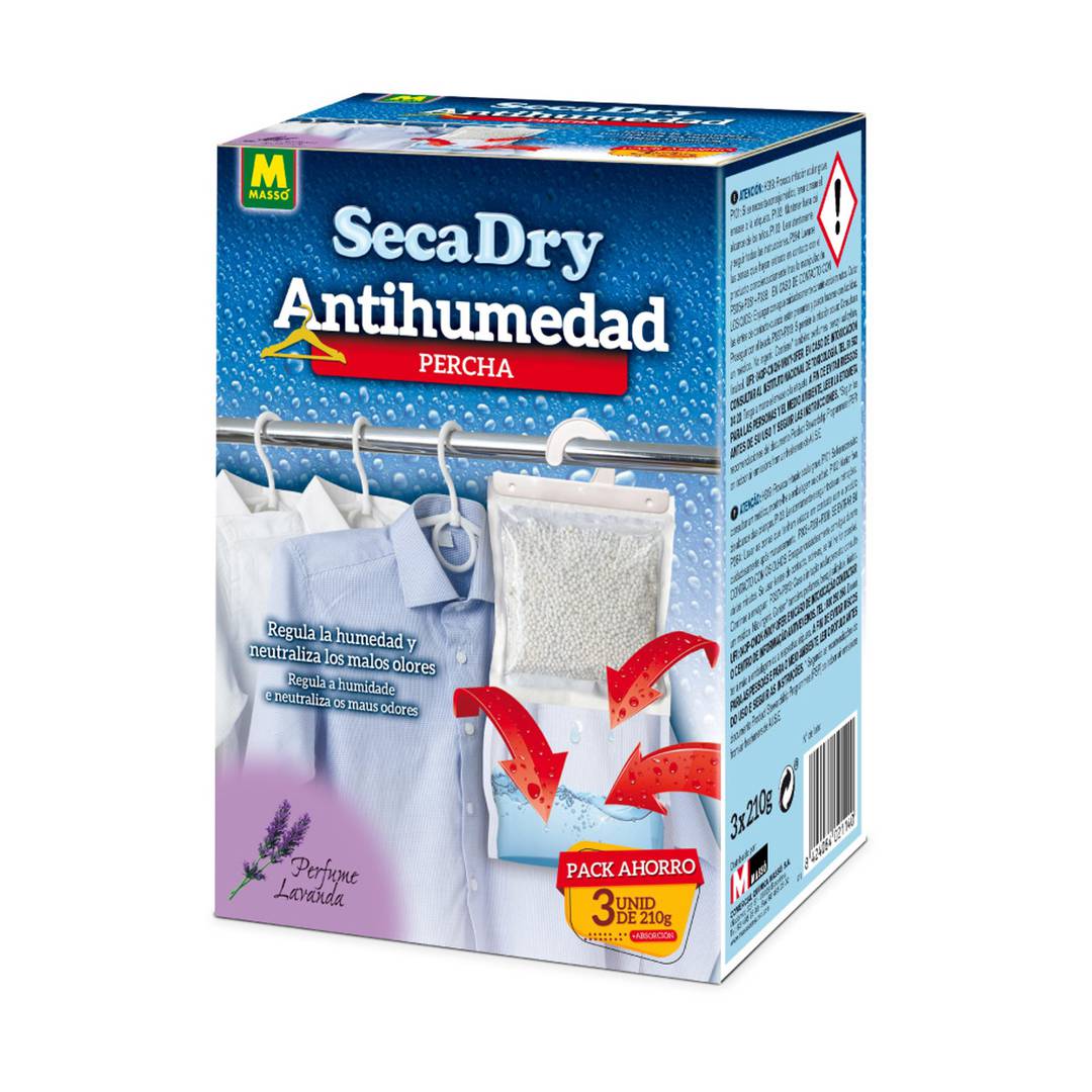 Pack de 3 unidades de perchas antihumedad de 210g Massó