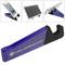 Support for mobile phone and tablet. Foldable and portable navy blue base
