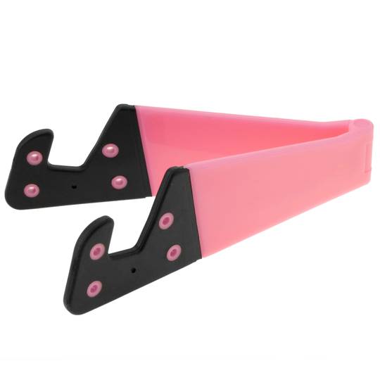 Support for mobile phone and tablet. Folding and portable pink base