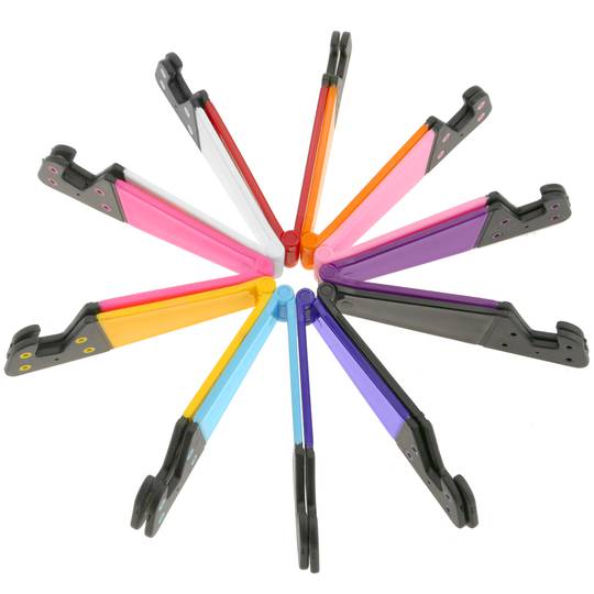 Support for mobile phone and tablet. Folding and portable pink base