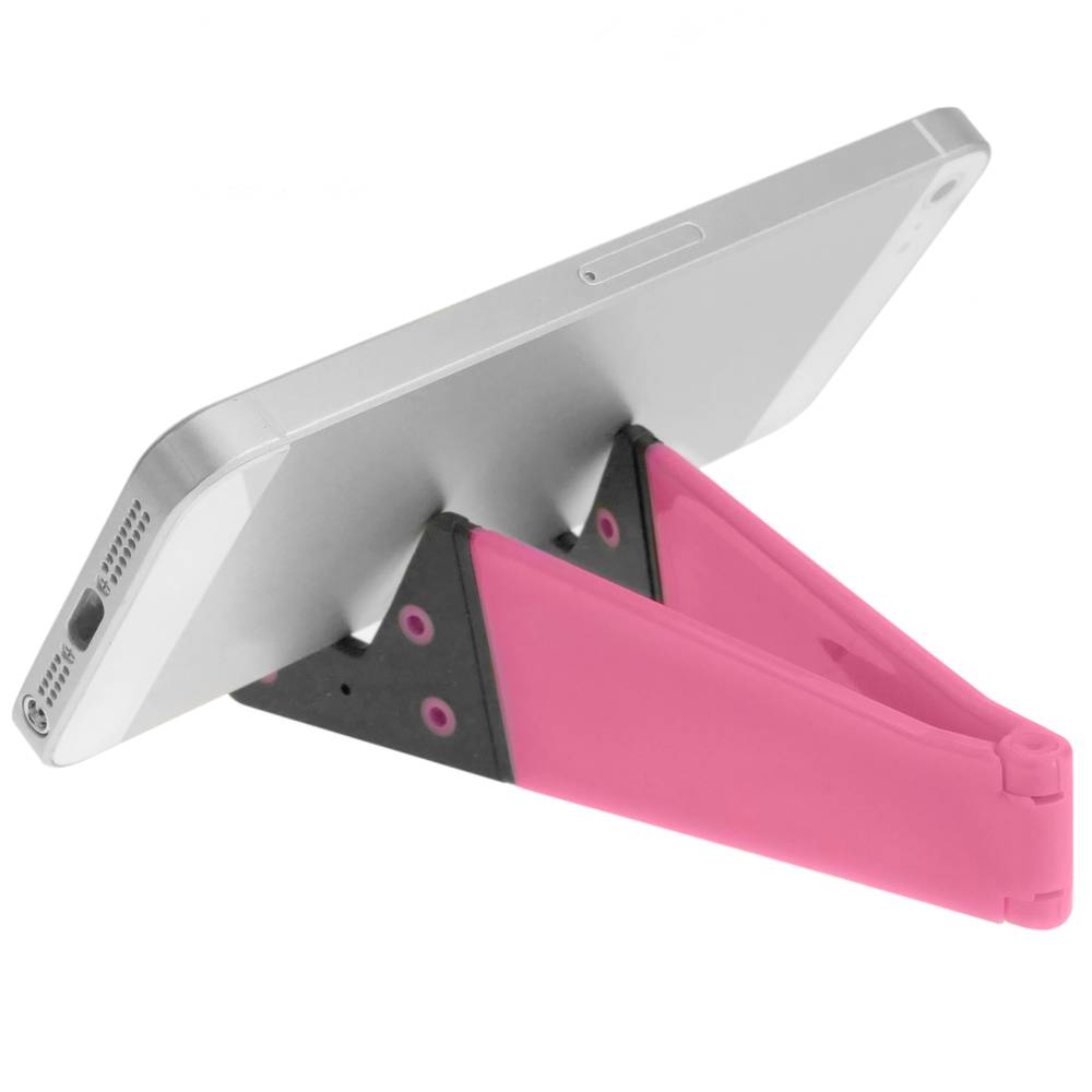 Support pour téléphone mobile et tablette. Base fuchsia portable et pliable
