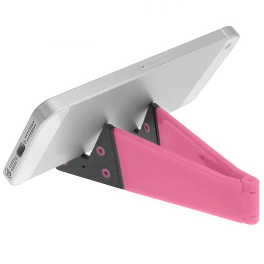 Support pour téléphone mobile et tablette. Base fuchsia portable et pliable