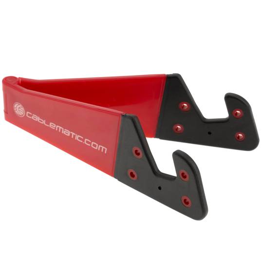 Suporte para celular e tablet. Base vermelha dobrável e portátil