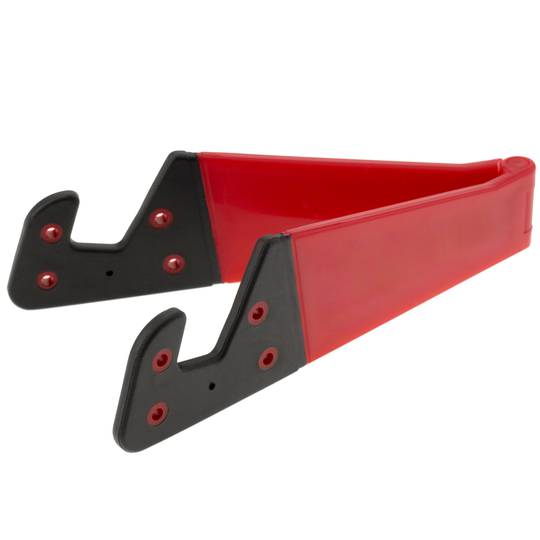 Suporte para celular e tablet. Base vermelha dobrável e portátil