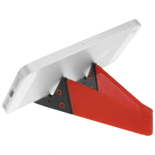 Suporte para celular e tablet. Base vermelha dobrável e portátil