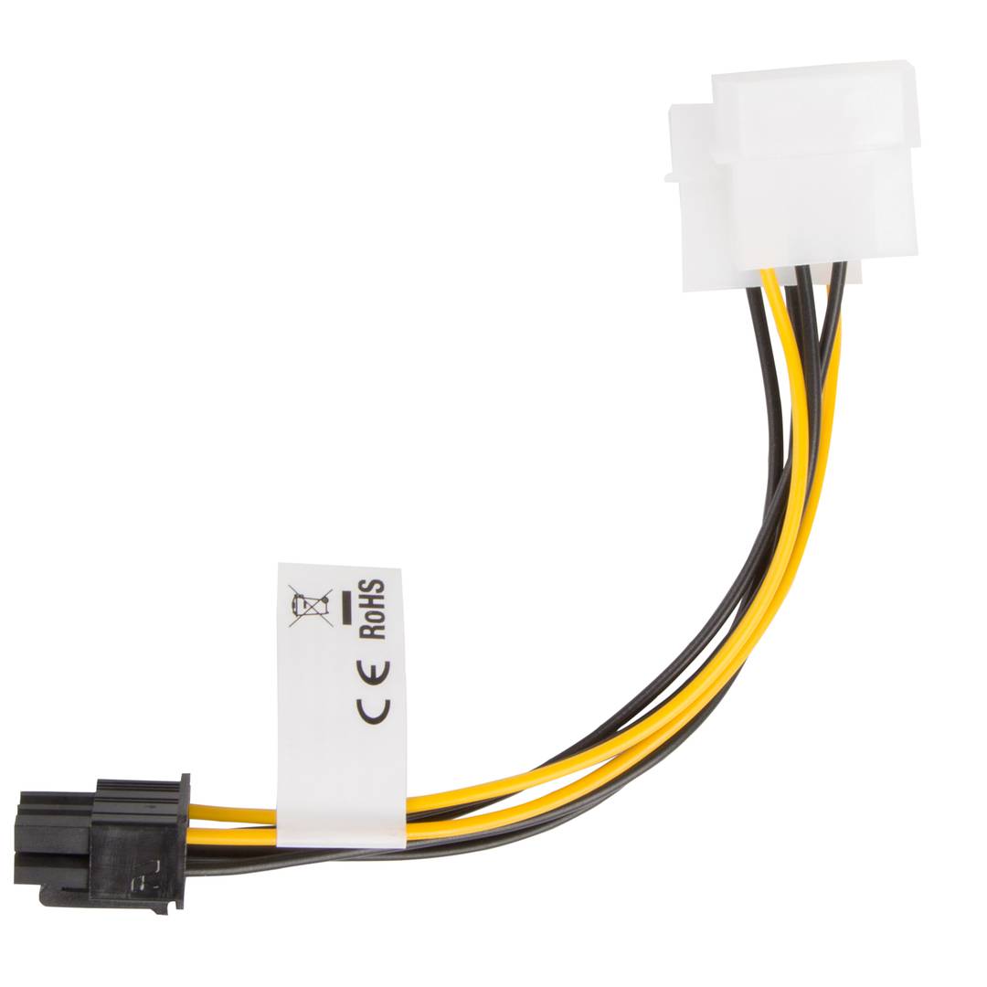 Lanberg CA-HD6P-10CU-0015 Stromkabel 2x MOLEX 3 Pin Buchse auf PCI-E 6 Pin Stecker BTX PSU 15cm Gelb Schwarz