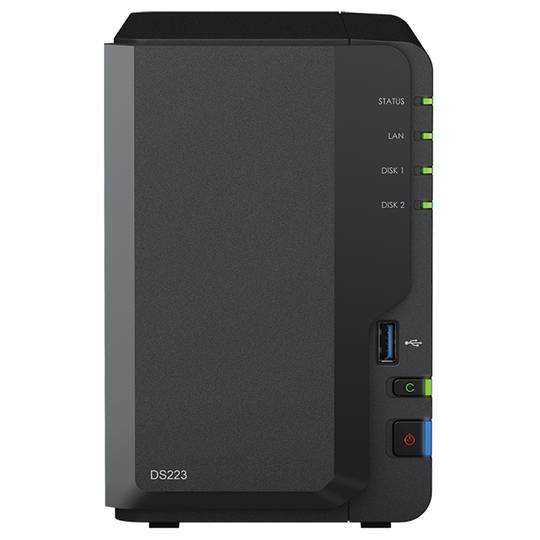 Synology DiskStation DS223, NAS, Escritorio, Realtek, RTD1619B, 2 GB, DDR4