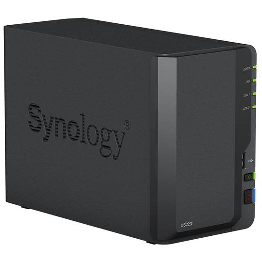 Synology DiskStation DS223, NAS, Escritorio, Realtek, RTD1619B, 2 GB, DDR4