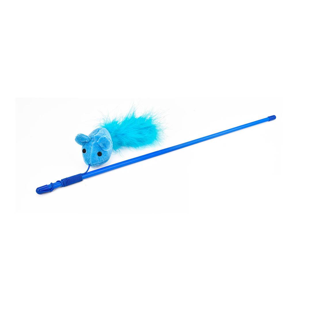 Vara amb rata i ploma per a gat blau de 48 cm Nayeco