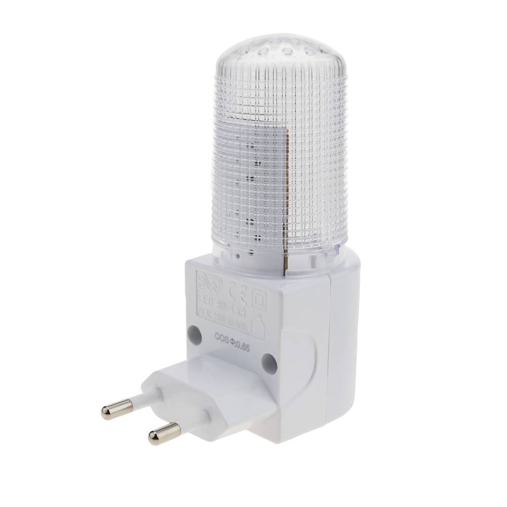 Luz LED nocturna con interruptor 1W tipo enchufe 230VAC - Cablematic
