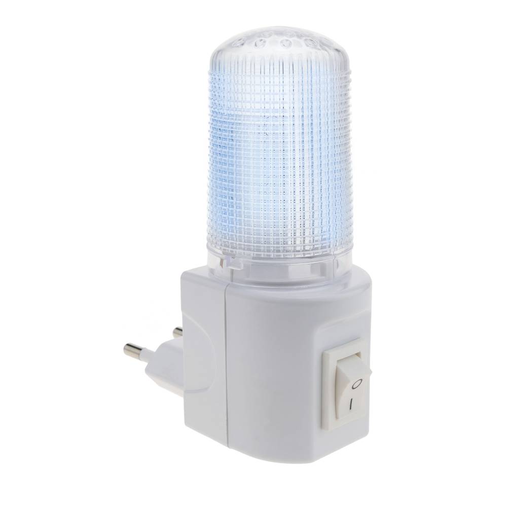Luz LED nocturna transparente con interruptor de 1W y tipo enchufe 230VAC