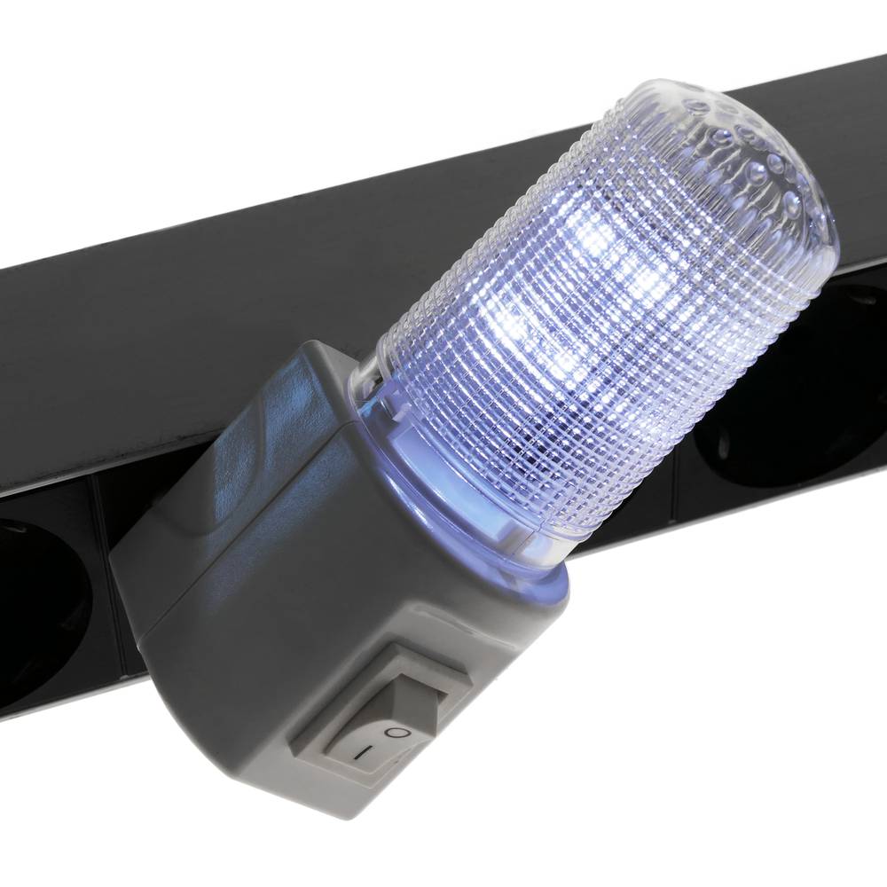 Luz LED nocturna con interruptor 1W tipo enchufe 230VAC - Cablematic