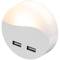 Lampada pilota notturna a LED rotonda da collegare con sensore crepuscolare 230VAC e 2 x USB