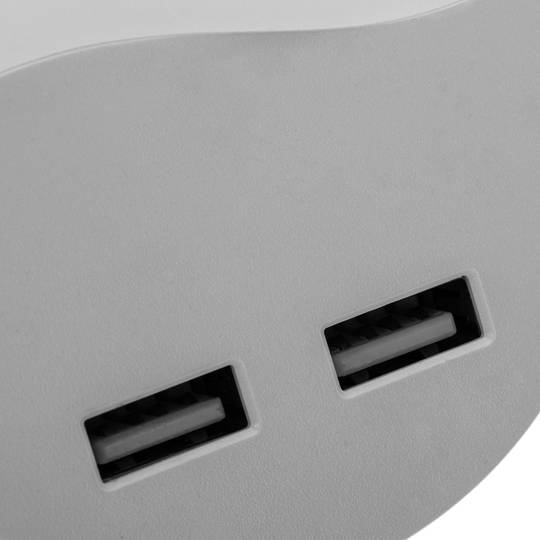 Lampada pilota notturna a LED rotonda da collegare con sensore crepuscolare 230VAC e 2 x USB