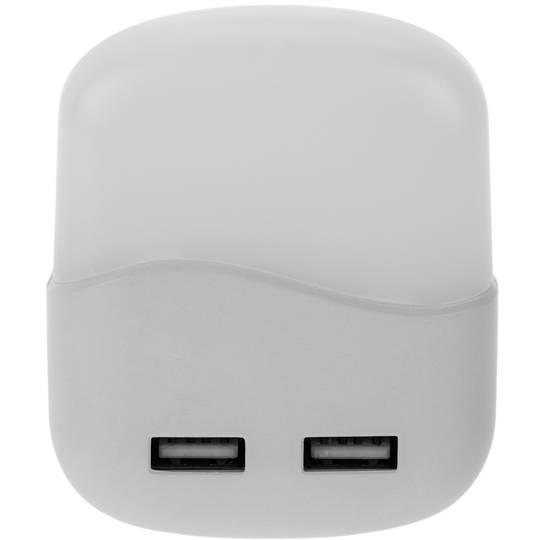 Piloto de luz LED nocturna rectangular de tipo enchufe con sensor crepuscular 230VAC y 2 x USB