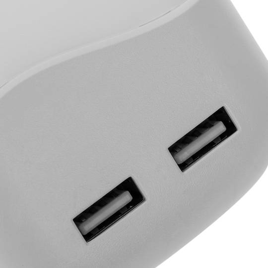 Piloto de luz LED nocturna rectangular de tipo enchufe con sensor crepuscular 230VAC y 2 x USB