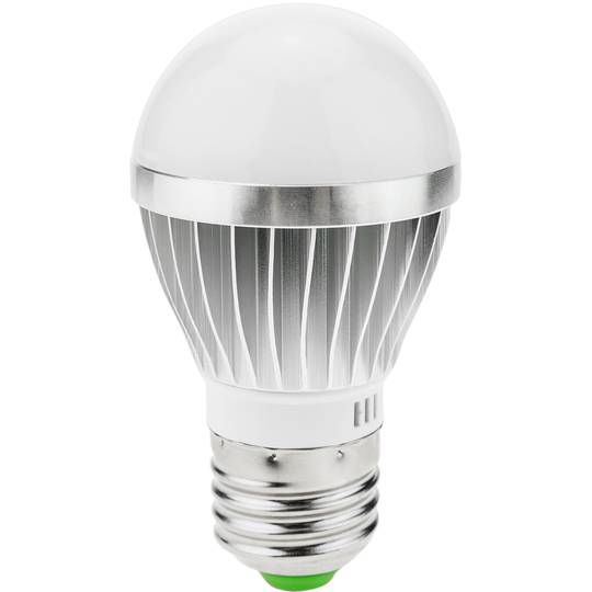 Bombilla LED bajo consumo de luz cálida con 230VAC 5 W E27 G45