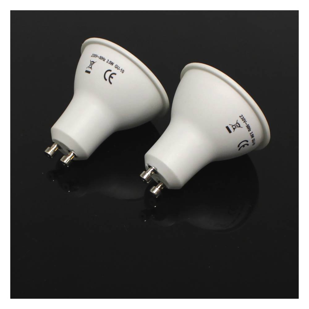 GU10 SMD Lâmpada LED 3.5W 230V luz quente 120 ° 2x1 50 milímetros