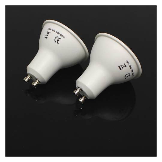 GU10 SMD Lâmpada LED 3.5W 230V luz quente 120 ° 2x1 50 milímetros