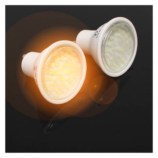GU10 SMD Lâmpada LED 3.5W 230V luz quente 120 ° 2x1 50 milímetros