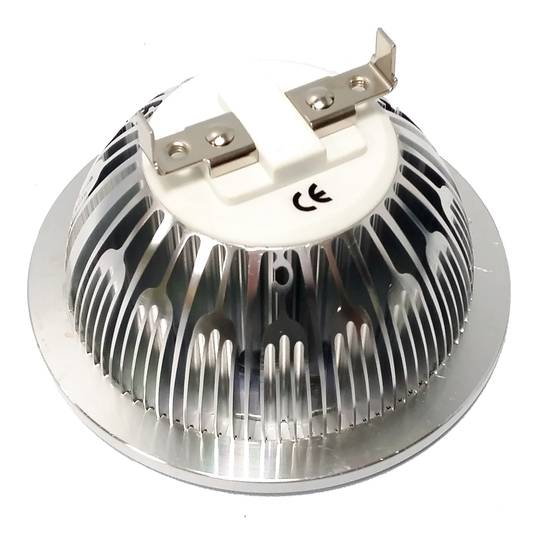 Faretto da incasso LED-COB AR111 G53 15W 95mm argento bianco caldo 3000K