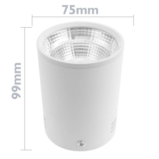 Foco LED de superfície Lâmpada COB 7W 220VAC 6000K branco 75mm