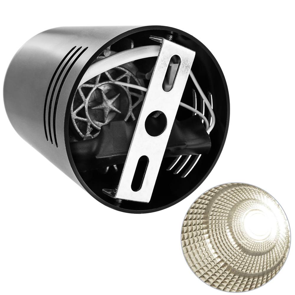 Reflektor LED COB lampa 7W 220VAC 3000K czarny 75mm